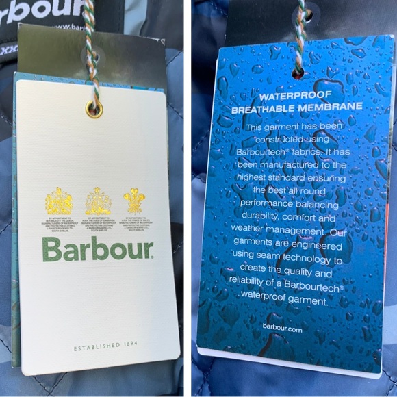 NWT NEW Barbour Menton Zip Up Waterproof Bomber Storm Force Navy Camo Jacket XXL - Picture 15 of 16